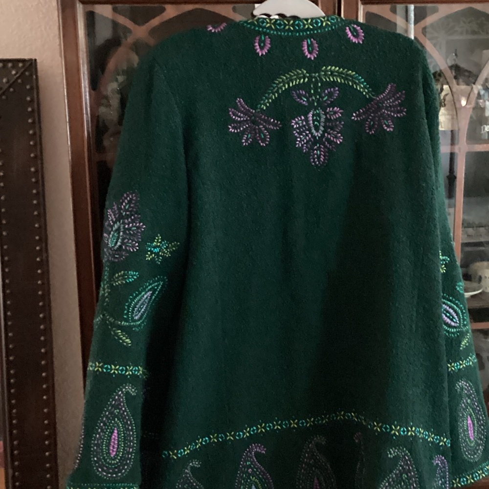 Linea by Louis Dell'Olio Green Embroidered boho hippy look coat - Picture 8 of 10